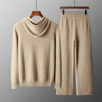 Pallaband ™️ new cashmere sweater men's hooded sweater solid color knitted wool hoodie set