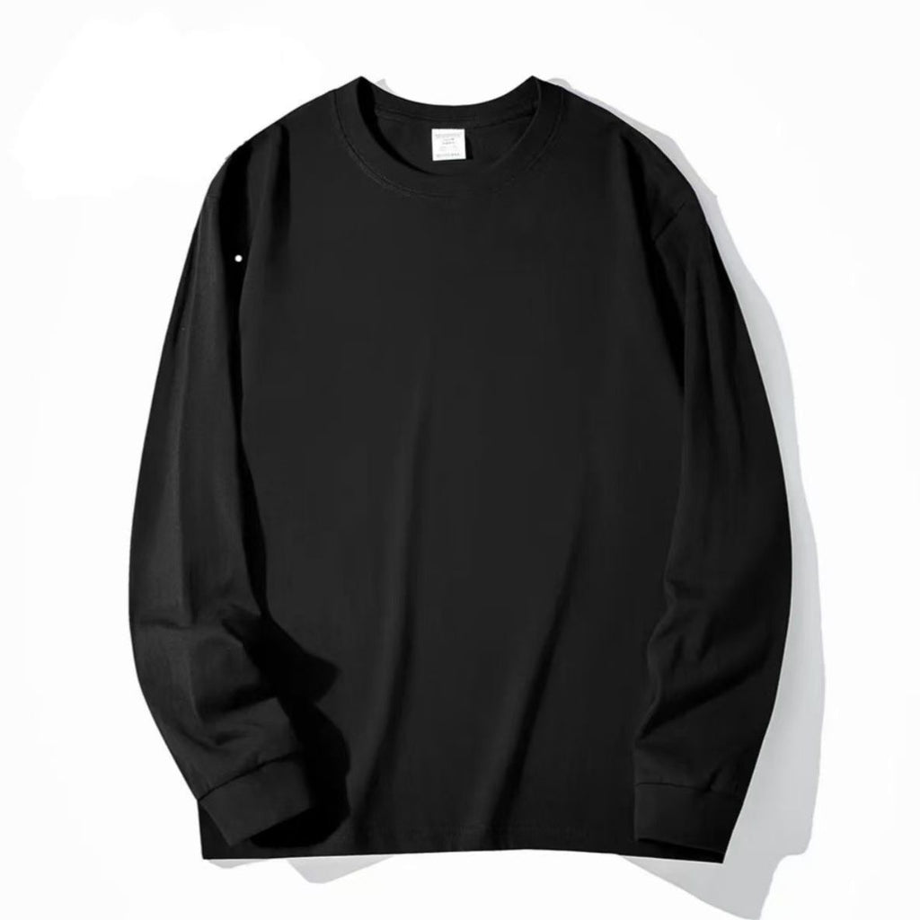 Palla Band ™️ 500G heavy bottoming shirt, American small neckline loose cotton thickened long sleeve t-shirt