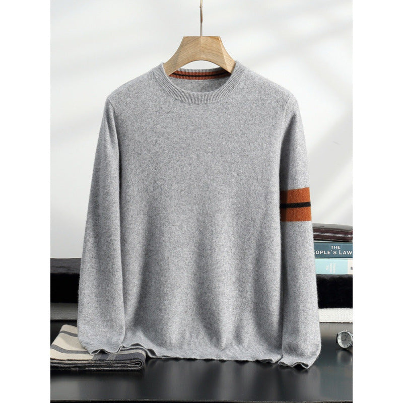 Pallaband ™️ autumn and winter cashmere sweater men's thickened contrasting pullover long-sleeved knitted sweater with warm top inside wool sweater bottoming shirt