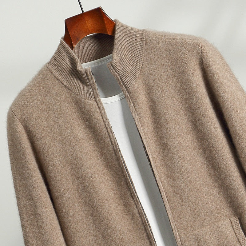 Pallaband ™️ Men's Cashmere Thickened Casual Cardigan Jacket Zipper Knitted Autumn/Winter Semi-turtleneck Sweater Fashion Top