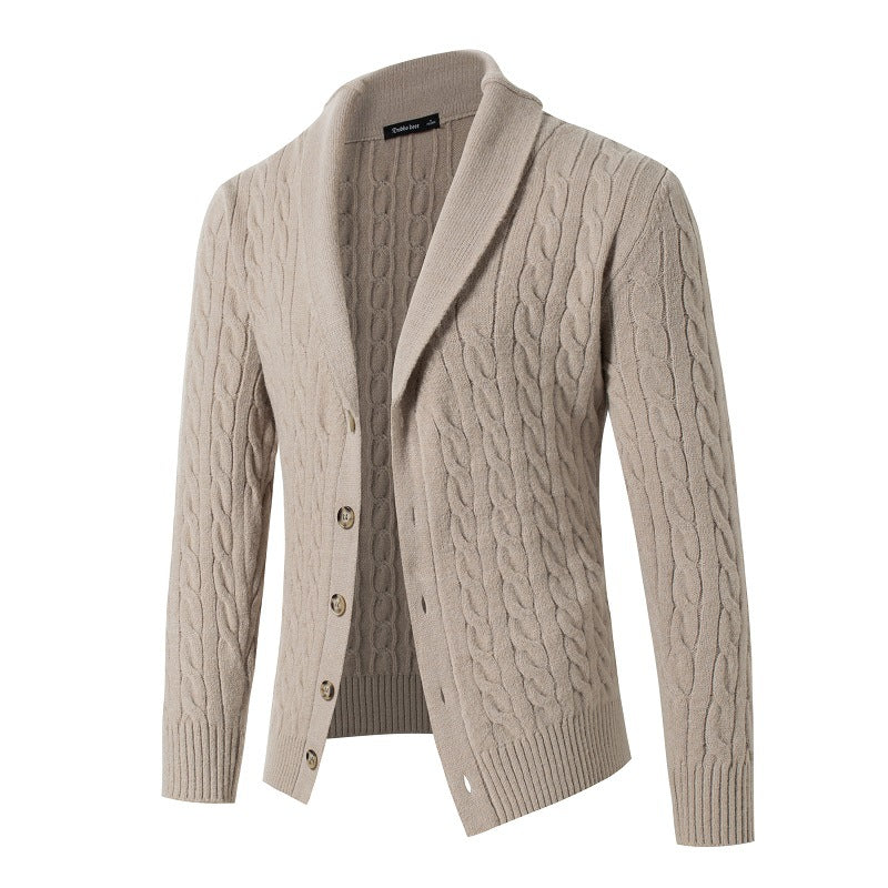 Autumn and winter new twist single-breasted button-down long sleeve thickened cardigan jacket