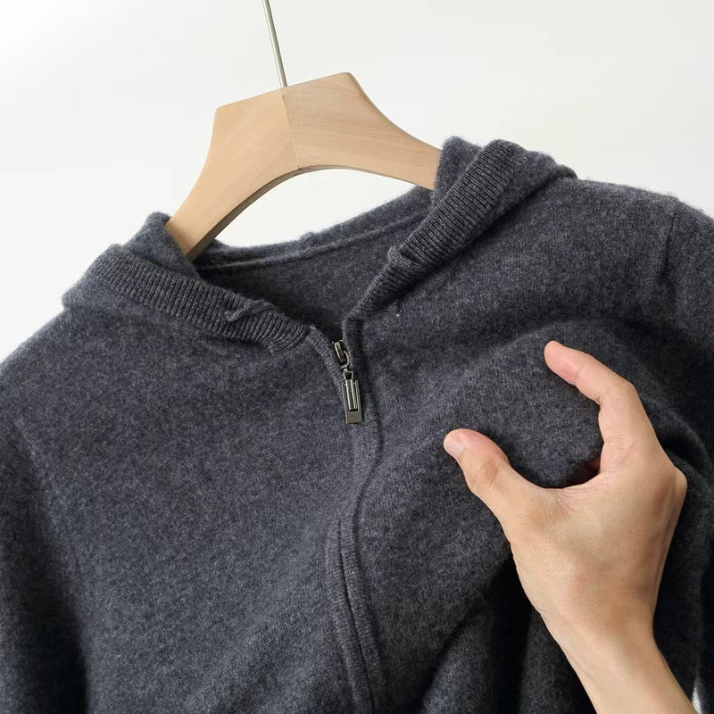 PB ™️ Men's Luxury Grade Hooded Cardigan 100% Pure Fleece Air Layer Thickened Pocket Casual Knitted Sweater Jacket SET