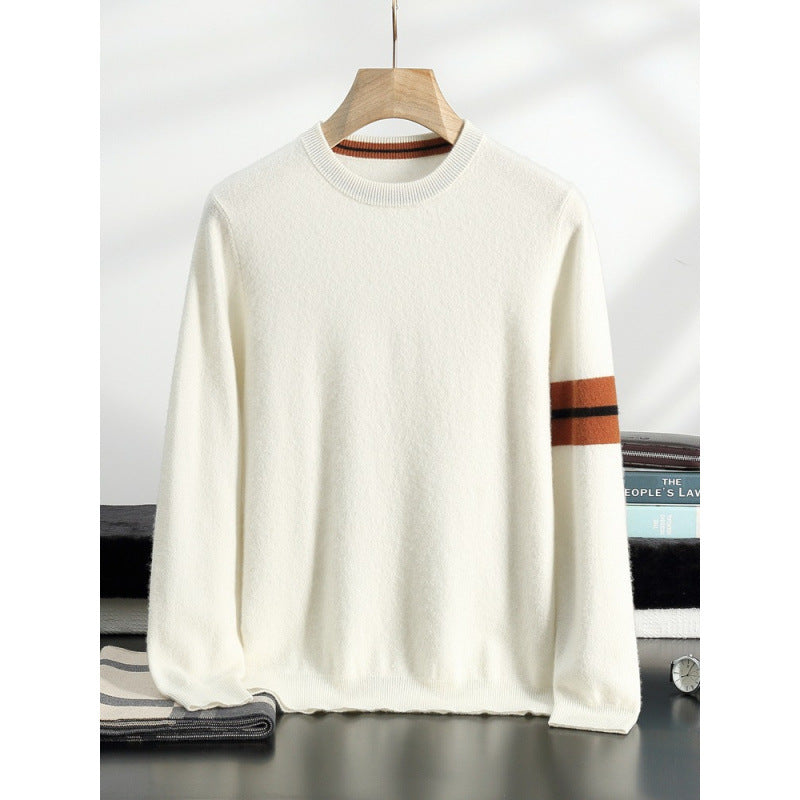 Pallaband ™️ autumn and winter cashmere sweater men's thickened contrasting pullover long-sleeved knitted sweater with warm top inside wool sweater bottoming shirt
