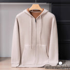 PALLABAND ™️ Albas goat 100% pure cashmere shirt men's air layer thickened hoodie zip sweater jacket