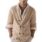European and American knitted cardigan men's 2025 autumn/winter solid color lapel long-sleeved sweater jacket