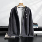 Palla band ™️ 2025 spring new men's cashmere short loose hooded long-sleeved solid color casual cardigan hoodie knitted jacket