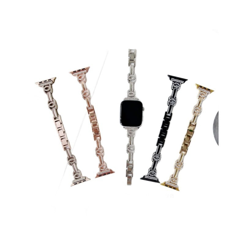 Diamond Metal Strap Alloy Crescent Shape Wristband