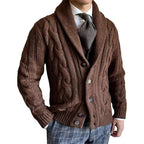2025 autumn and winter new knitted cardigan men's lapel long-sleeved twisted sweater jacket
