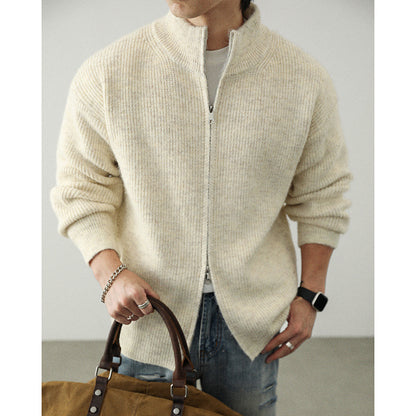 Winter light luxury zipper fashion casual sweater men's jacket