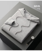 Pallaband ™️ new cashmere sweater men's hooded sweater solid color knitted wool hoodie set