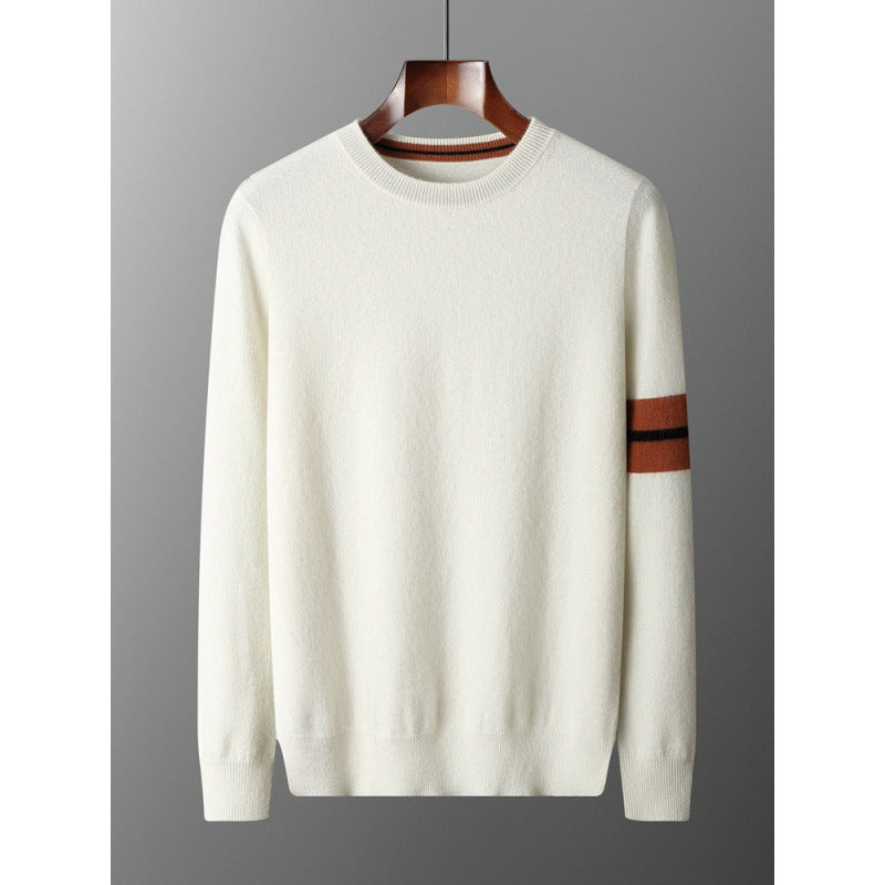 Pallaband ™️ autumn and winter cashmere sweater men's thickened contrasting pullover long-sleeved knitted sweater with warm top inside wool sweater bottoming shirt