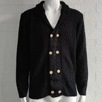 European and American knitted cardigan men's 2025 autumn/winter solid color lapel long-sleeved sweater jacket