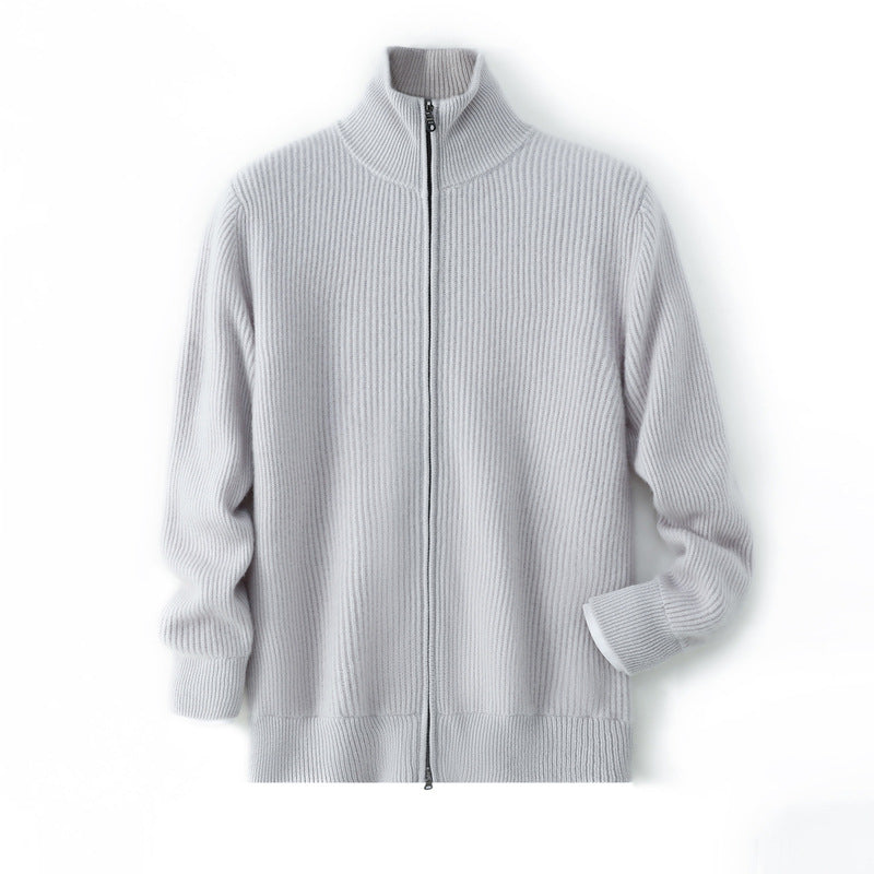 Pallaband™️Thickened simple men's knitted cardigan sweater cashmere  cross-border semi-turtleneck zipper men's loose coat