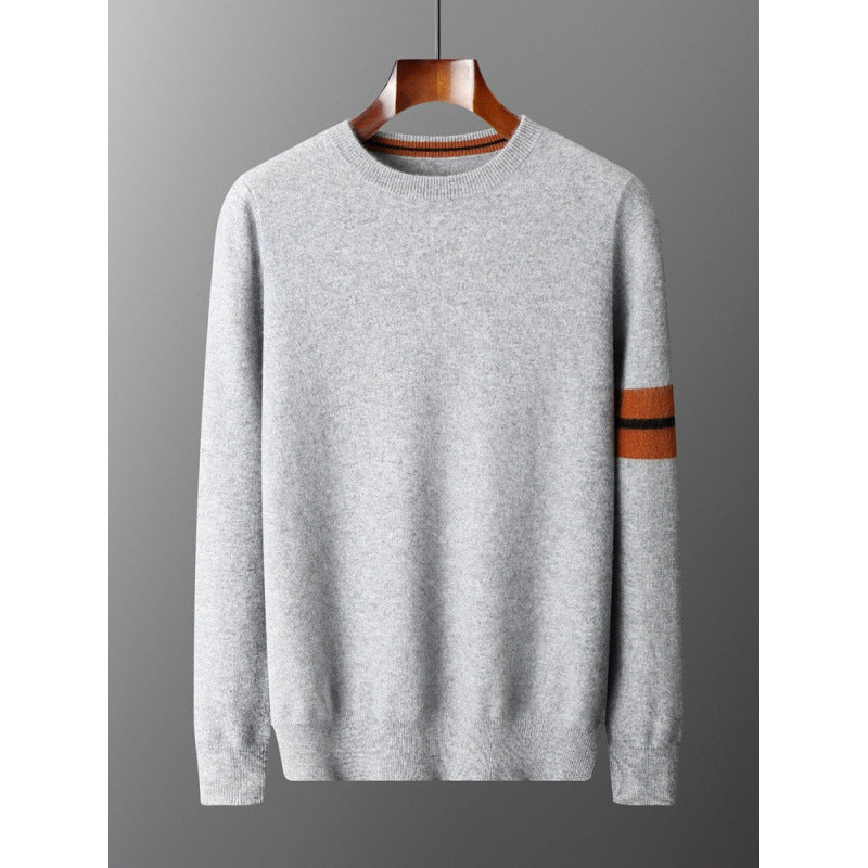 Pallaband ™️ autumn and winter cashmere sweater men's thickened contrasting pullover long-sleeved knitted sweater with warm top inside wool sweater bottoming shirt