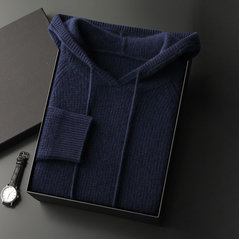 Pallaband ™️ autumn and winter new cross-border hooded knitted cashmere hoodie men's sweater loose pullover sweater casual top