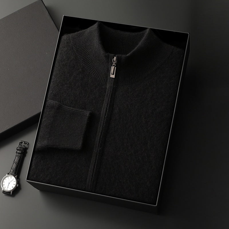 Pallaband ™️ Men's Cashmere Thickened Casual Cardigan Jacket Zipper Knitted Autumn/Winter Semi-turtleneck Sweater Fashion Top