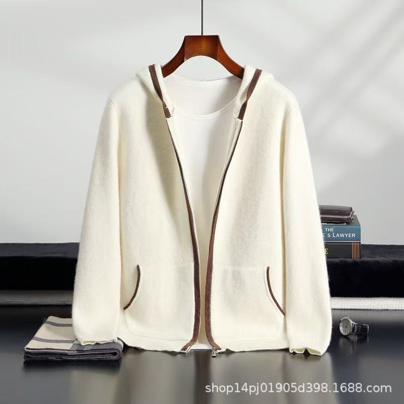 Pallaband ™️ new sweater jacket casual zipper hooded cashmere cardigan