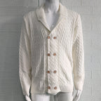 European and American knitted cardigan men's 2025 autumn/winter solid color lapel long-sleeved sweater jacket