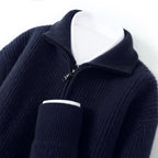 Pallaband™️Thickened simple men's knitted cardigan sweater cashmere  cross-border semi-turtleneck zipper men's loose coat