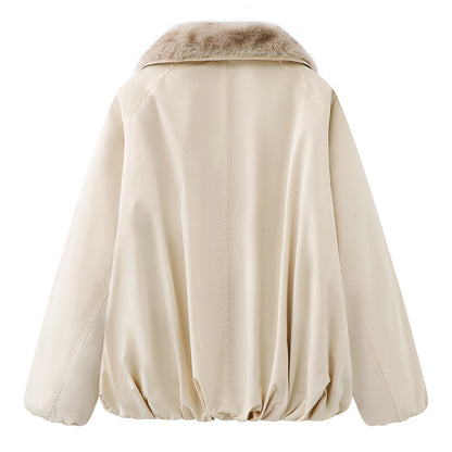 2025 winter new loose double-sided plush Parker thermal jacket EBE4COT011