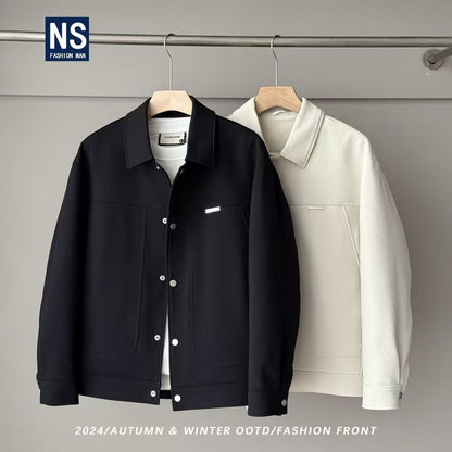 [50 White Duck Down] Minimalist style solid color simple and versatile cut lapel down jacket