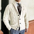 2025 autumn and winter new knitted cardigan men's lapel long-sleeved twisted sweater jacket
