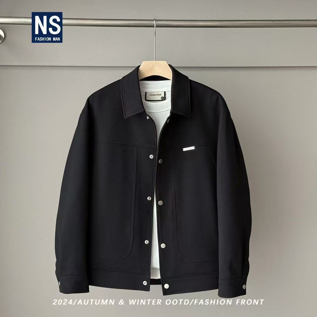 [50 White Duck Down] Minimalist style solid color simple and versatile cut lapel down jacket