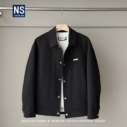 [50 White Duck Down] Minimalist style solid color simple and versatile cut lapel down jacket