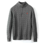 Small embroidered men's sweater half-height zipper knitted sweater business Polo bottoming shirt