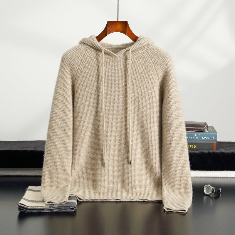 Pallaband ™️ autumn and winter new cross-border hooded knitted cashmere hoodie men's sweater loose pullover sweater casual top