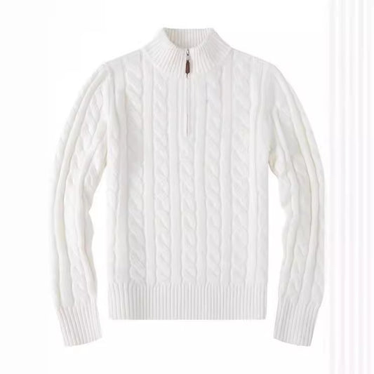 Small embroidered men's sweater half-height zipper knitted sweater business Polo bottoming shirt