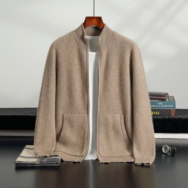 Pallaband ™️ Men's Cashmere Thickened Casual Cardigan Jacket Zipper Knitted Autumn/Winter Semi-turtleneck Sweater Fashion Top