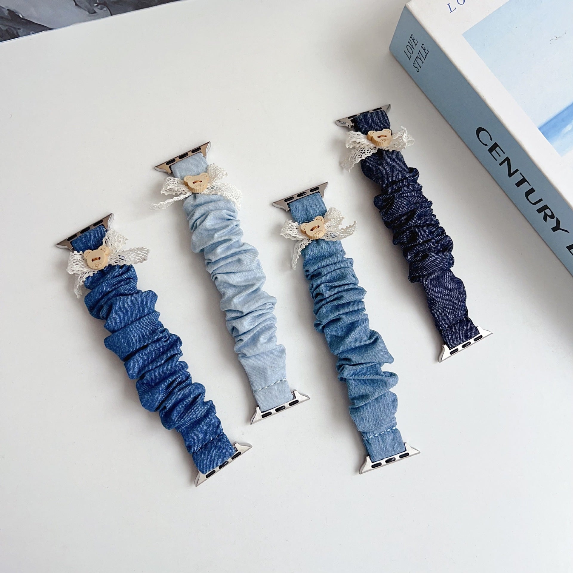 PallaBands™ Bow Bear Denim Stretch Hair Band Strap - ANI-TECH