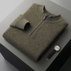 Pallaband ™️ Casual Men's Thickened Cashmere Half Turtleneck Loose Autumn/Winter Half Zipper Pullover Knitted Sweater