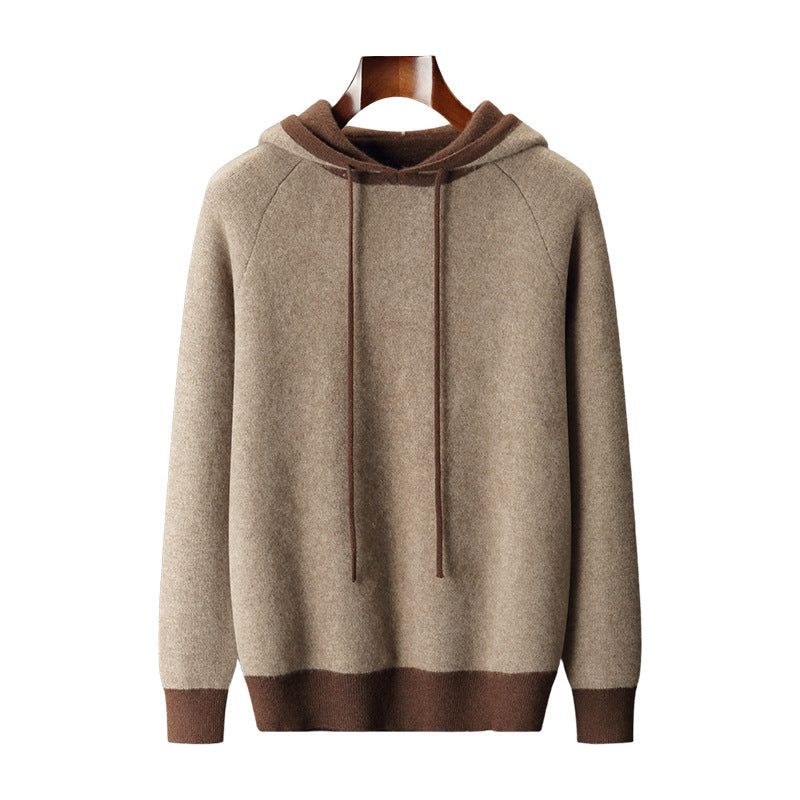 Pallaband ™️ autumn and winter new cross-border personality niche knitted hooded pullover sweater jacket loose casual wear cashmere