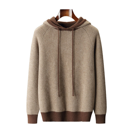 Pallaband ™️ autumn and winter new cross-border personality niche knitted hooded pullover sweater jacket loose casual wear cashmere