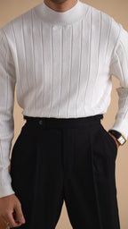 Autumn and winter gentleman slim-fit wool knitted sweater retro Italian long-sleeved semi-turtleneck sweater