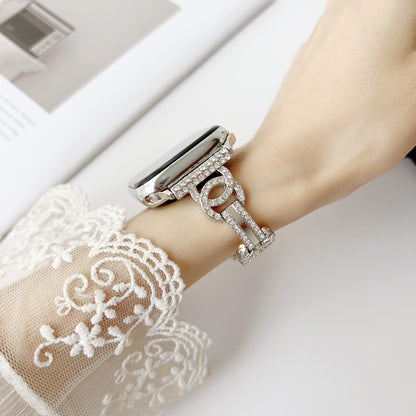 Diamond Metal Strap Alloy Crescent Shape Wristband