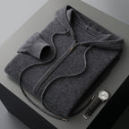 PB ™️ Men's Luxury Grade Hooded Cardigan 100% Pure Fleece Air Layer Thickened Pocket Casual Knitted Sweater Jacket SET