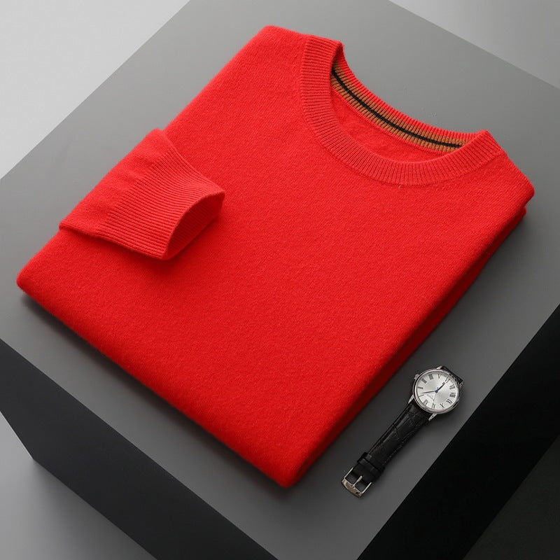 Pallaband ™️ autumn and winter cashmere sweater men's thickened contrasting pullover long-sleeved knitted sweater with warm top inside wool sweater bottoming shirt
