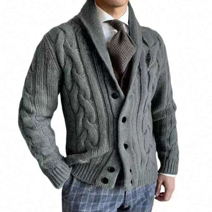 2025 autumn and winter new knitted cardigan men's lapel long-sleeved twisted sweater jacket