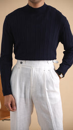 Autumn and winter gentleman slim-fit wool knitted sweater retro Italian long-sleeved semi-turtleneck sweater