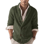 European and American knitted cardigan men's 2025 autumn/winter solid color lapel long-sleeved sweater jacket