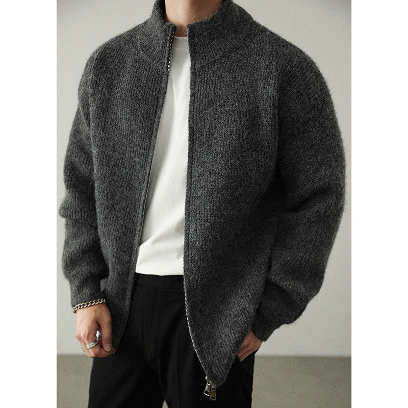 Winter light luxury zipper fashion casual sweater men's jacket