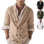 European and American knitted cardigan men's 2025 autumn/winter solid color lapel long-sleeved sweater jacket