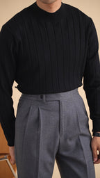 Autumn and winter gentleman slim-fit wool knitted sweater retro Italian long-sleeved semi-turtleneck sweater