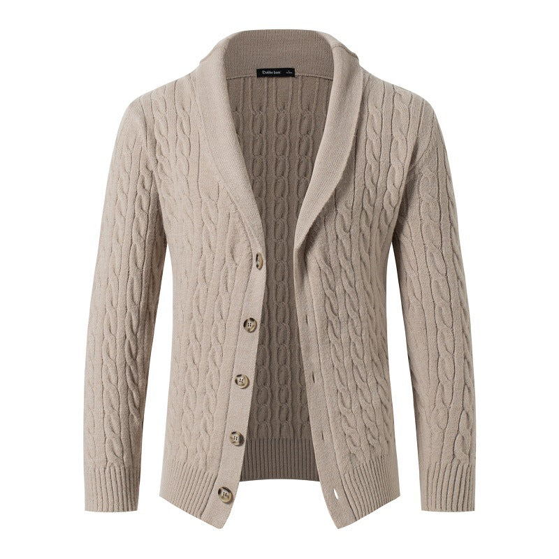 Autumn and winter new twist single-breasted button-down long sleeve thickened cardigan jacket
