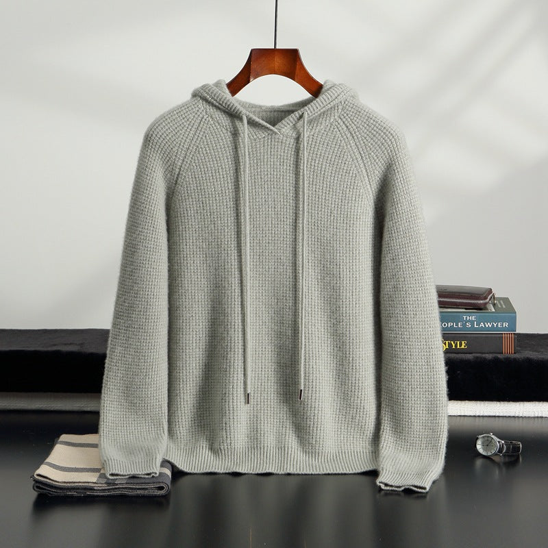 Pallaband ™️ autumn and winter new cross-border hooded knitted cashmere hoodie men's sweater loose pullover sweater casual top