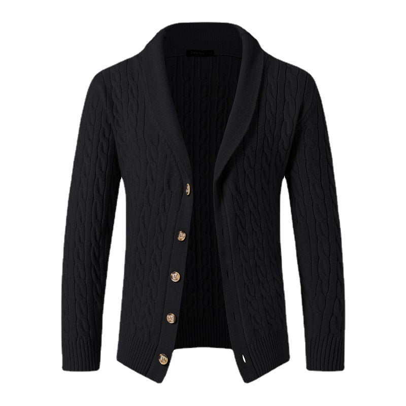 Autumn and winter new twist single-breasted button-down long sleeve thickened cardigan jacket