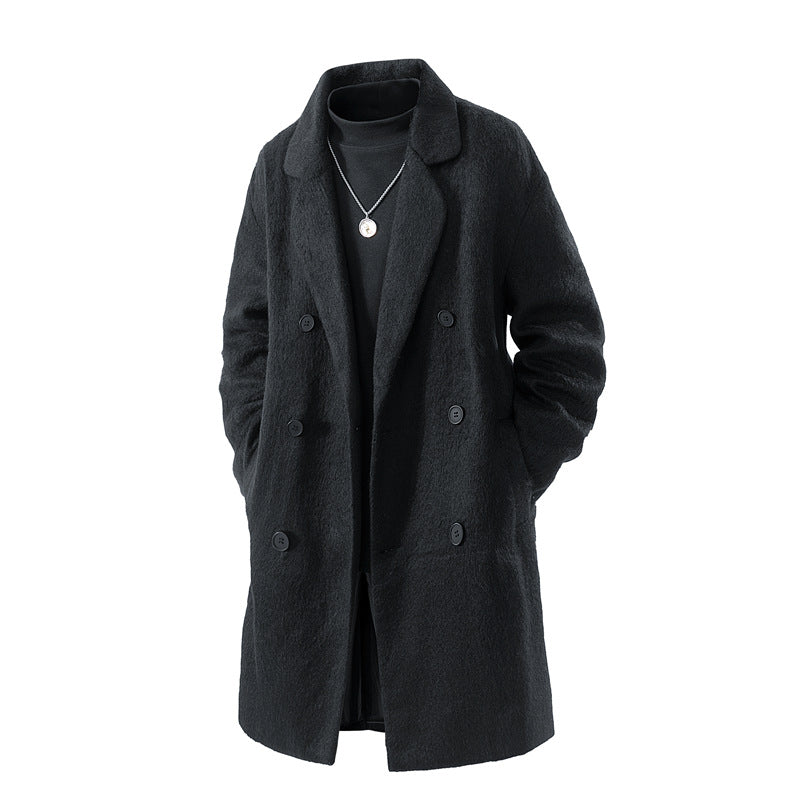 Men's double-sided woolen coat autumn and winter new double-row loose medium and long styles